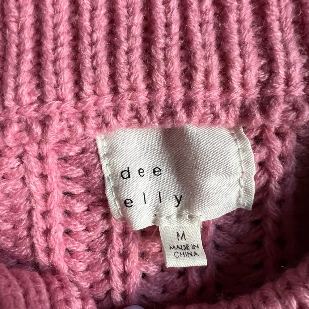 Pink Cropped Knit Sweater - Picture 3 of 3